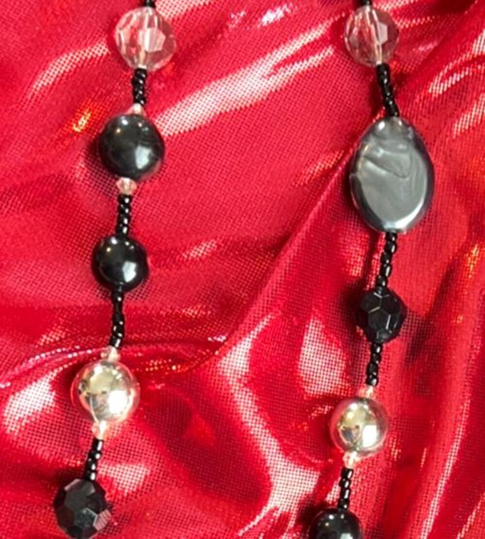 Vintage Multi Faceted Gray Blue Silver Glass Bead 18" Necklace Single Strand - Picture 5 of 6